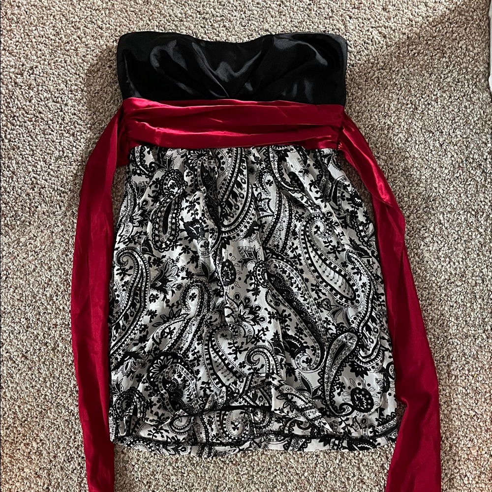 a'gaci Black and Red Strapless Dress